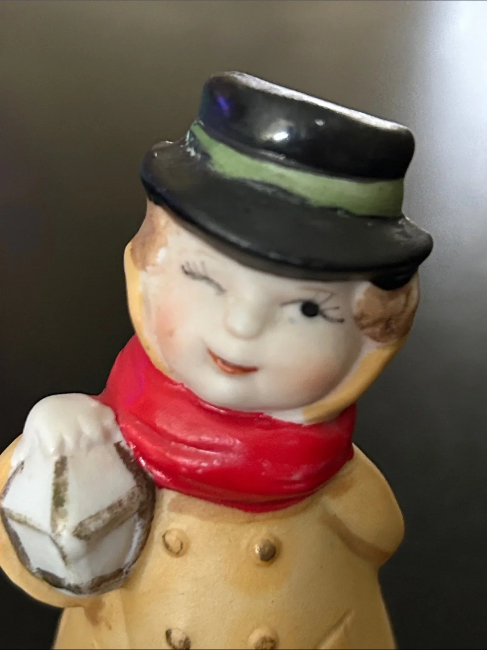 JASCO Hand-Painted Caroler Figurine with Red Scarf
